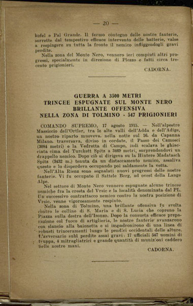 Il diario della nostra guerra : bollettini ufficiali dell'esercito e della marina